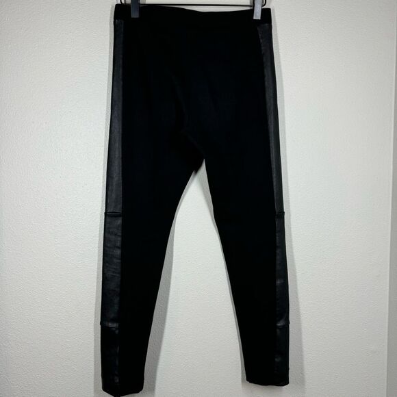 Alice + Olivia Leather Trimmed Ponte Pants Leggings Black Size 8 Celeb Favorite - Picture 5 of 7